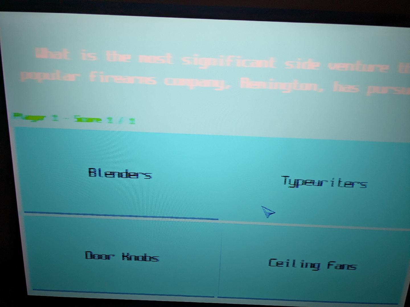 Photo of a quiz game running on a real PS2